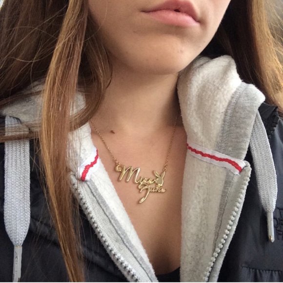 Playboy Necklace Miss June Bunny Pendant Gold Plated Birthstone y2k NWT RARE HTF - Picture 12 of 14